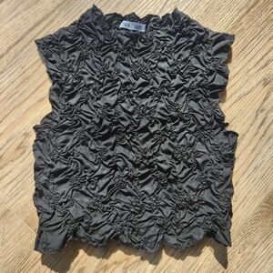 Zara Black Ruched Sleeveless Tank Top